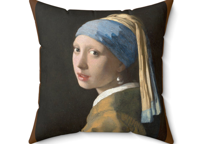Girl with a Pearl Earring by Johannes Vermeer Spun Polyester Square Pillow