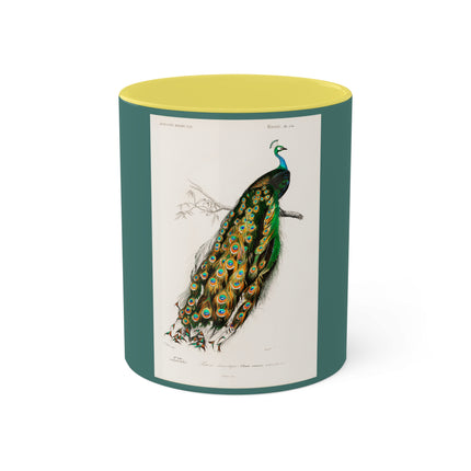 Indian Peafowl by Charles Dessalines D' Orbigny Colorful Mugs, 11oz