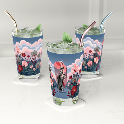 🌸🖤 The Striped Orchid Promenade Pint Glass – Art Deco Floral Fashion