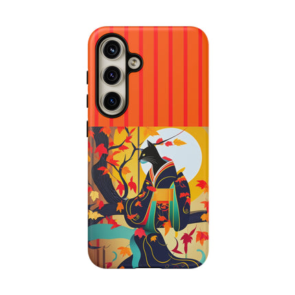 Black Cat in Kimono Phone Cases