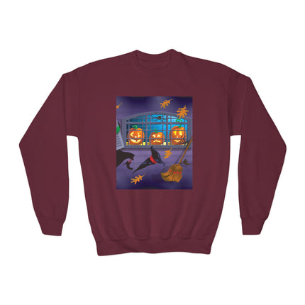 Whimsical Halloween Mischief Youth Crewneck Sweatshirt