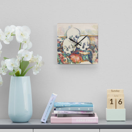 The Three Skulls by Paul Cézanne Acrylic Wall Clock, Round and Square