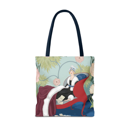 💌🌸 The Lady Of The Secret Letters Tote Bag – Art Deco Floral Elegance