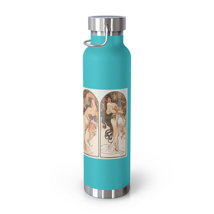 The Seasons by Alphonse Maria Mucha Copper Vacuum Insulated Bottle, 22oz