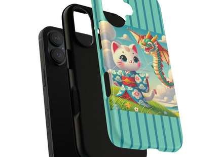 Geisha Kitten and the Dragon Kite Phone Cases
