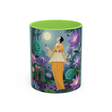 The Lady Of The Moonlit Garden Colorful Mugs – Art Deco Botanical Serenity