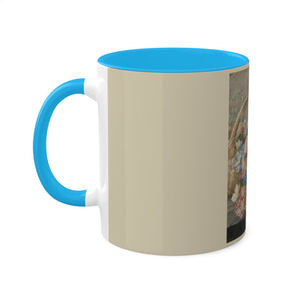 A Basket with Flowers by Herman Henstenburgh Colorful Mugs, 11oz