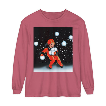 Festive Snowball Unisex Garment-dyed Long Sleeve T-Shirt