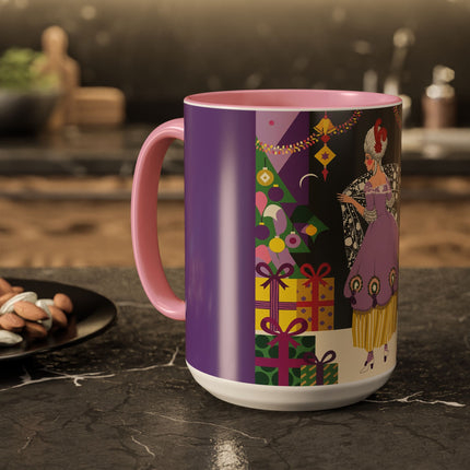 🎁✨ The Lavender Christmas Masquerade Colorful Mug – Art Deco Holiday Fantasy