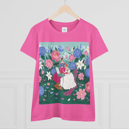 💎🌸 The Lady Of The Jeweled Garden Cotton Tee – Art Deco Floral Elegance