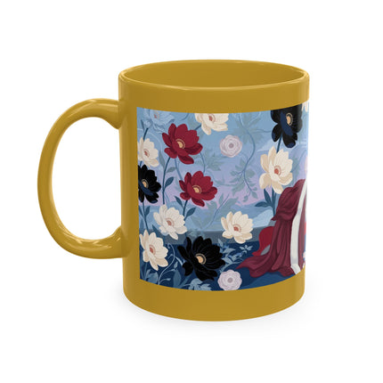 💌🌺 The Lady Of The Scattered Love Letters Ceramic Mug – Art Deco Romantic Elegance