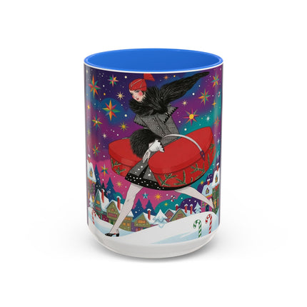 🎁✨ The Lady Of The Christmas Hatbox Colorful Mug – Art Deco Holiday Fantasy
