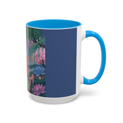 The Lady Of The Cherry Blossoms Colorful Mugs – Art Deco Spring Elegance