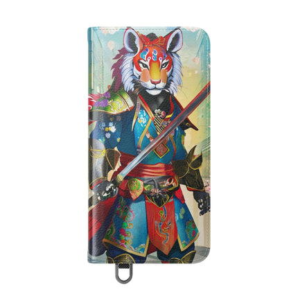 🦁🦊⚔️ Cyberpunk Lion Samurai Flip Case – Futuristic Honor & Kitsune Spirit