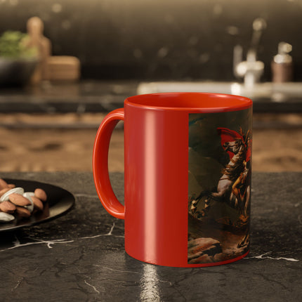 Napoleon Crossing the Alps by Jacques-Louis David Colorful Mugs (11oz, 15oz)