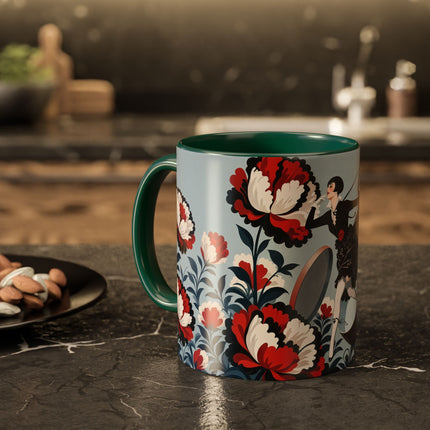 ❤️🌺 The Scarlet Blossom Dancer Colorful Mug – Art Deco Fashion Whimsy