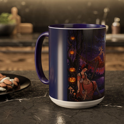 🌙🎃 Moonlit Mischief In The Pumpkin Grove Colorful Mug – Whimsical Halloween Fantasy