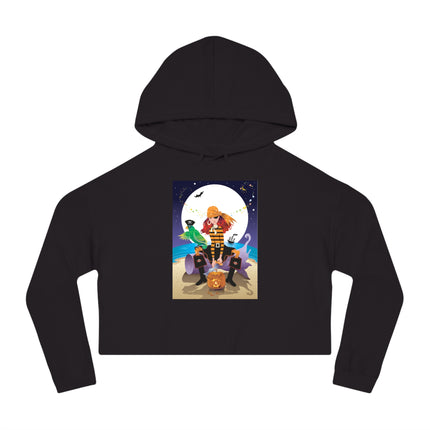 Moonlit Pirate Halloween Women’s Cropped Hooded Sweatshirt