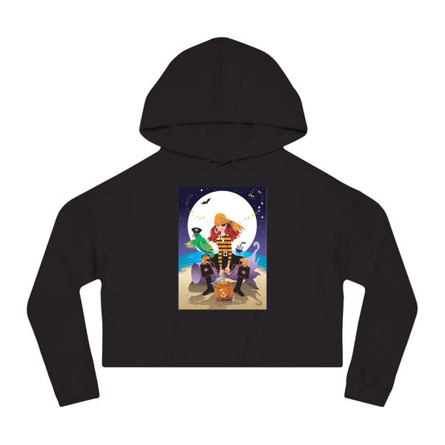 Moonlit Pirate Halloween Women’s Cropped Hooded Sweatshirt