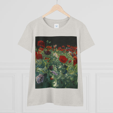 Poppies (A Study of Poppies for Carnation, Lily, Lily, Rose) by John Singer Sargent Women's Midweight Cotton Tee