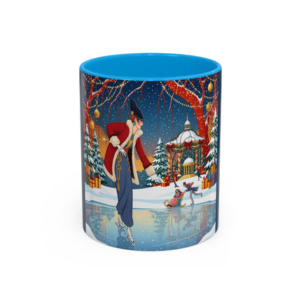 ⛸️🎄 The Christmas Skating Pavilion Colorful Mug – Art Deco Holiday Fantasy
