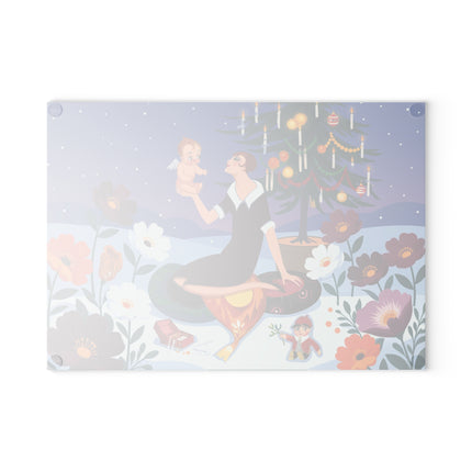 👼🎄 Christmas Angel's First Noel Glass Cutting Board – Whimsical Holiday Fantasy