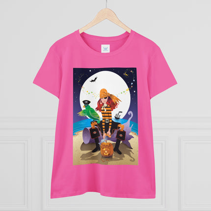 Moonlit Pirate Halloween Women's Midweight Cotton Tee