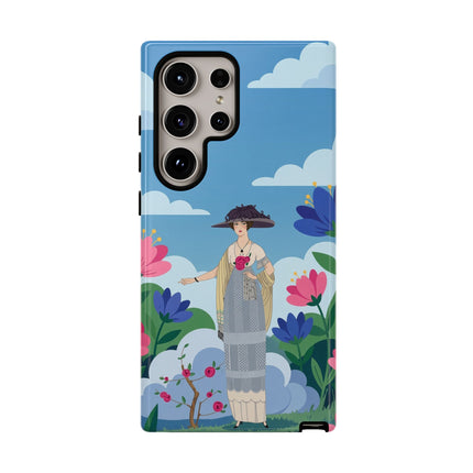 🌸🎩 The Lady Of The Grand Flower Garden Phone Case – Art Deco Fashion Illustration