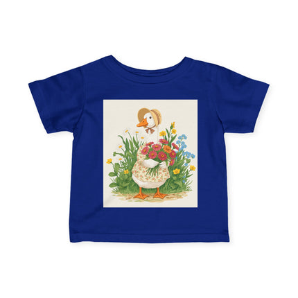 🪿🌸 The Little Flower Garden Goose Infant Fine Jersey Tee – Whimsical Woodland Charm