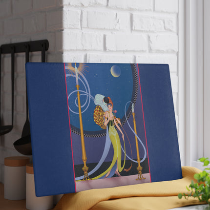 Smoke and Secrets: A Glamorous Encounter in Prohibition Era Glass Cutting Board
