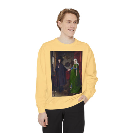 Arnolfini Portrait by Jan Van Eyck Unisex Garment-Dyed Sweatshirt