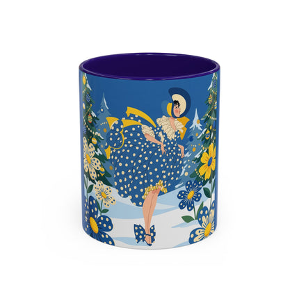💙🌼 The Bluebell Christmas Promenade Colorful Mug – Art Deco Holiday Fantasy