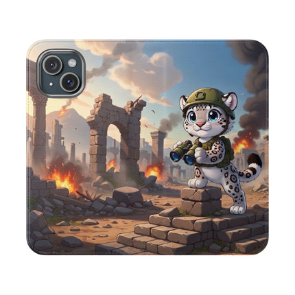 🐆🔭 The Snow Leopard Lookout Flip Case – Adventure, Curiosity & Fearless Style