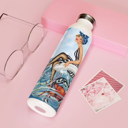 Playful Waves and Fashion Follies Slim Water Bottle