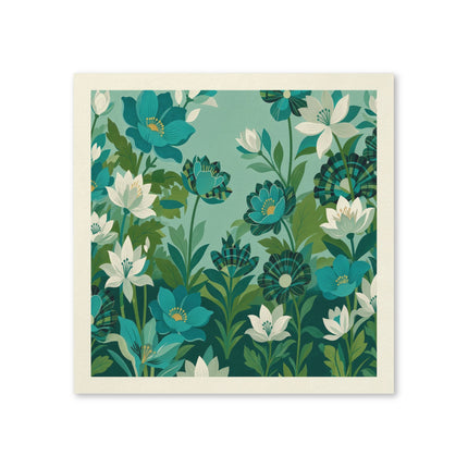 🌿🌸 The Enchanted Teal And Ivory Flower Garden Napkins – Art Deco Botanical Elegance