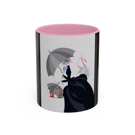 The Lady of Silver Umbrellas Colorful Mug (11oz, 15oz) – Art Deco Mystery, Elegant Fashion & Silver Dreamscape