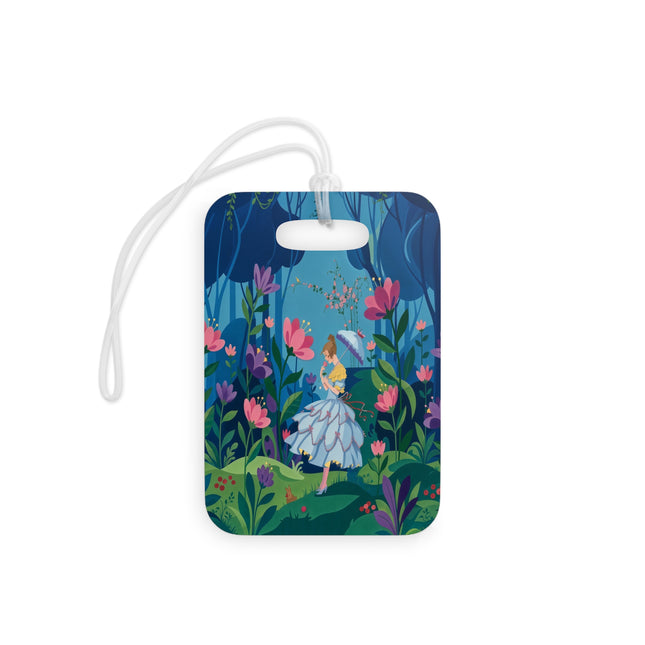 🌸☂️ A Stroll Through The Enchanted Forest Luggage Tag – Art Deco Floral Fantasy