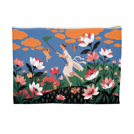 🪁🌺 The Lady Of The Flying Garden Accessory Pouch – Art Deco Floral Fantasy