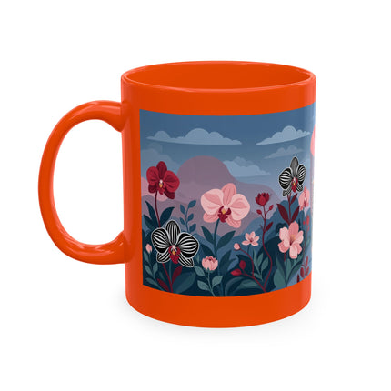 🖤🌸 The Lady Of The Striped Orchid Garden Ceramic Mug – Art Deco Fashion Elegance