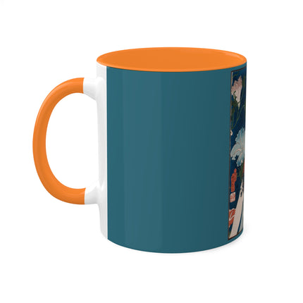 Modern Gallants with Morning Glories by Tsukioka Yoshitoshi Colorful Mugs, 11oz