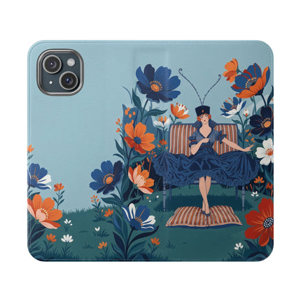 🌺🎩 The Lady Of The Grand Flower Garden Flip Case – Art Deco Floral Fantasy