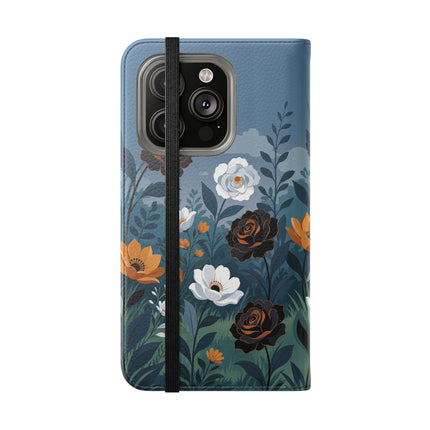 🌹💧 The Midnight Garden Keeper Flip Case – Art Deco Floral Fantasy