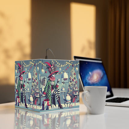 Whimsical Christmas Tea Party Light Cube Lamp