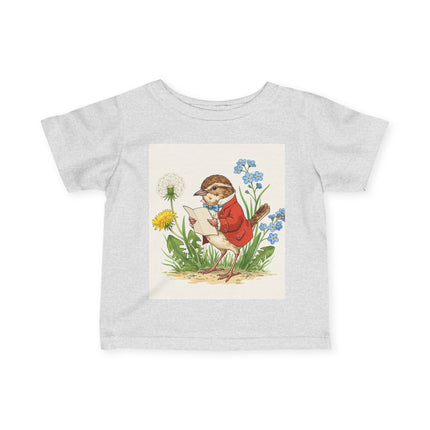 🐦📜 The Little Meadow Songbird Infant Fine Jersey Tee – Whimsical Woodland Charm