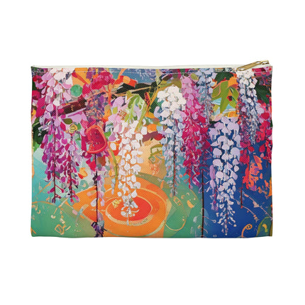 Golden Wisteria Elegance Accessory Pouch – Klimt Inspired Japanese Art Nouveau Design