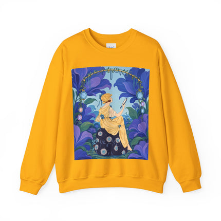 🪞🌺 The Enchanted Garden Mirror Crewneck Sweatshirt – Art Deco Fashion Whimsy