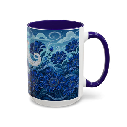 💙🌸 The Sapphire Wind Dancer Colorful Mug – Art Deco Floral Fantasy