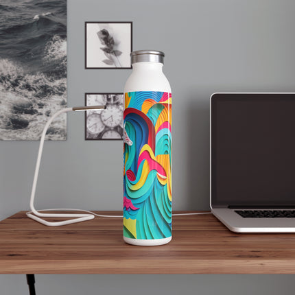 Surfing Zebra Slim Water Bottle