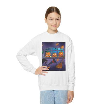 Whimsical Halloween Mischief Youth Crewneck Sweatshirt