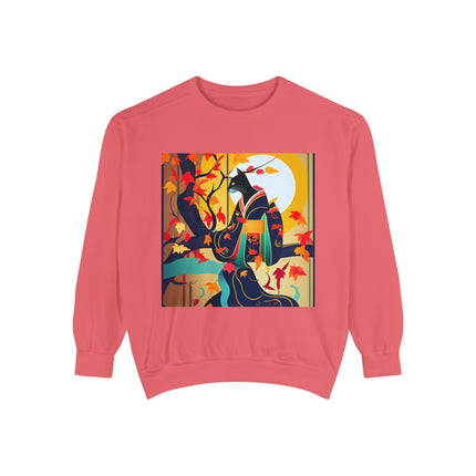 Black Cat in Kimono Unisex Garment-Dyed Sweatshirt